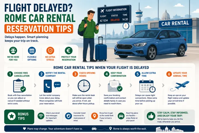 Flight Delayed? Rome Car Rental Reservation Tips