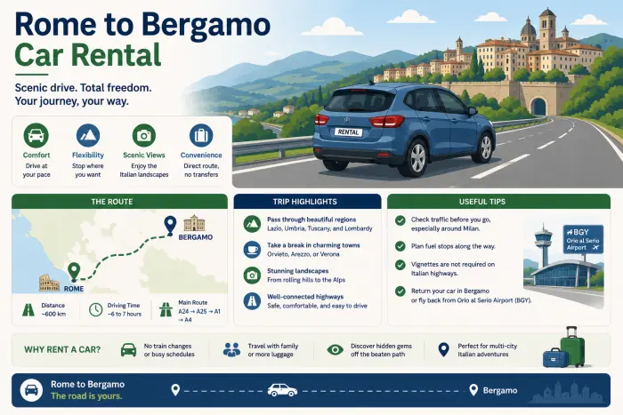 Rome to Bergamo Car Rental