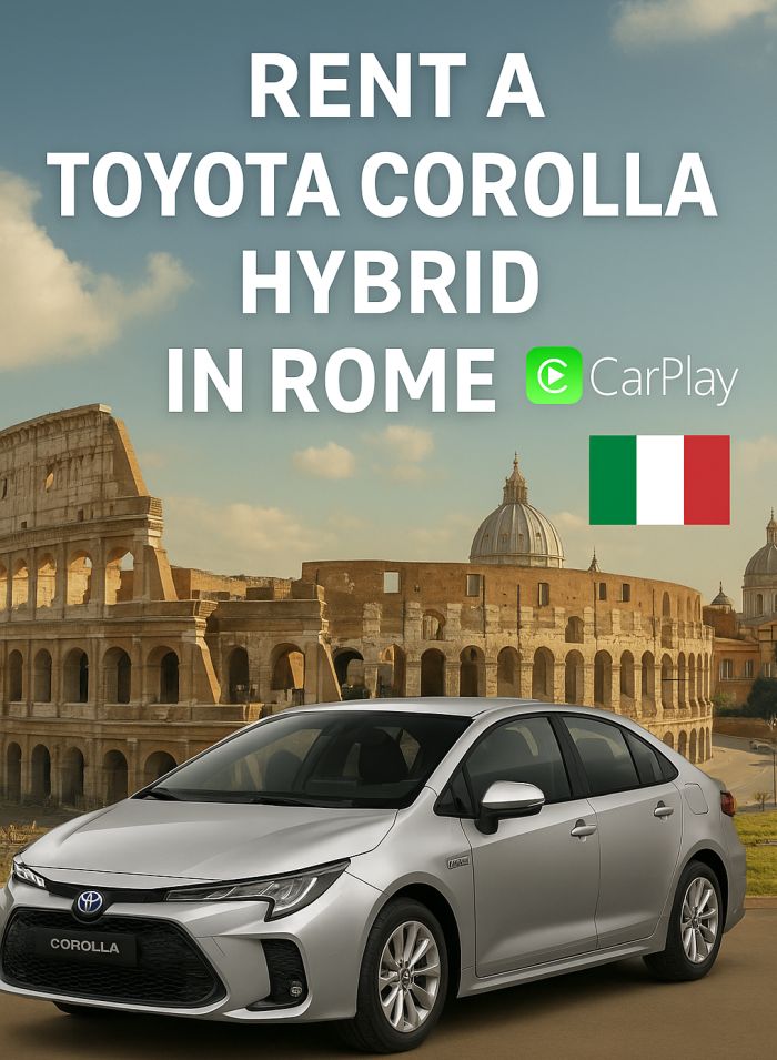 Toyota Corolla Hybrid Rental in Rome with Apple CarPlay