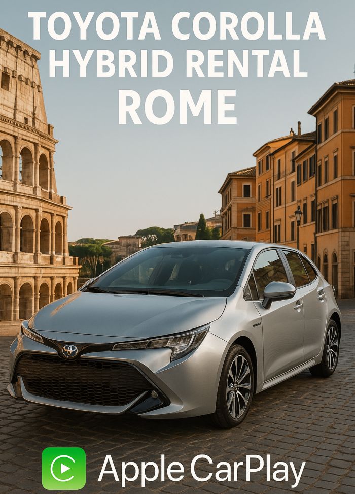 Toyota Corolla Hybrid Rental in Rome with Apple CarPlay