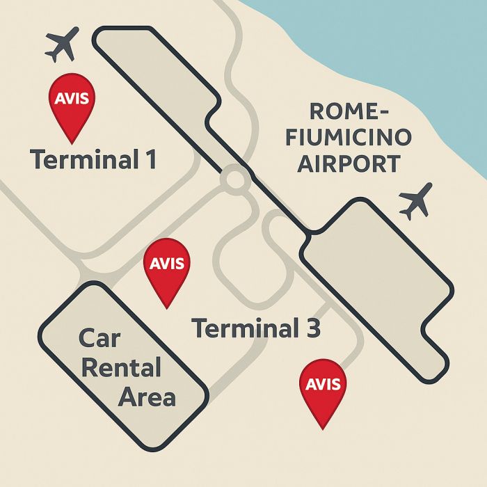 Where is Avis at FCO Airport