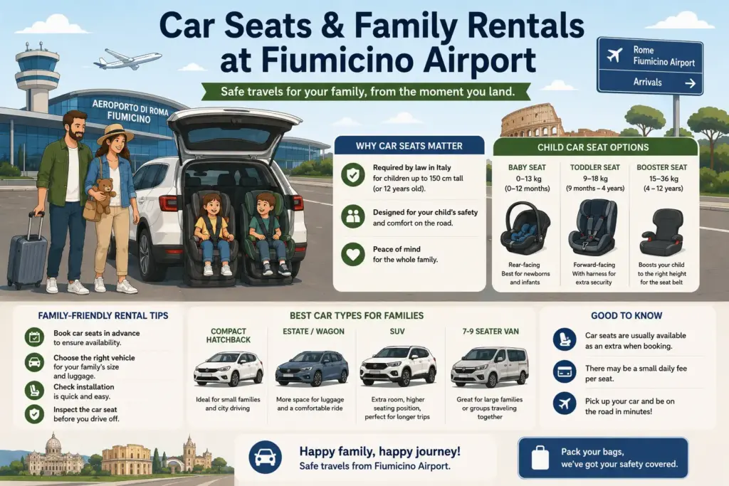 Car Seats & Family Rentals at Fiumicino Airport