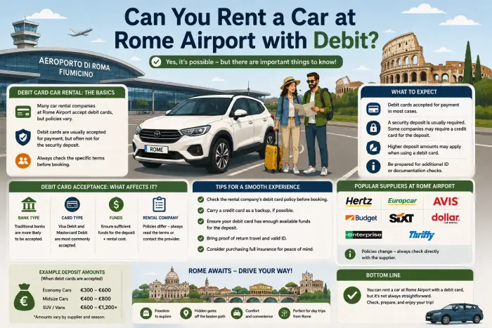 Debit Card Car Rentals at Rome Airpor
